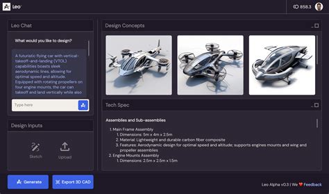 Leo AI copilot transforming a sketch and engineering specs into a detailed CAD model