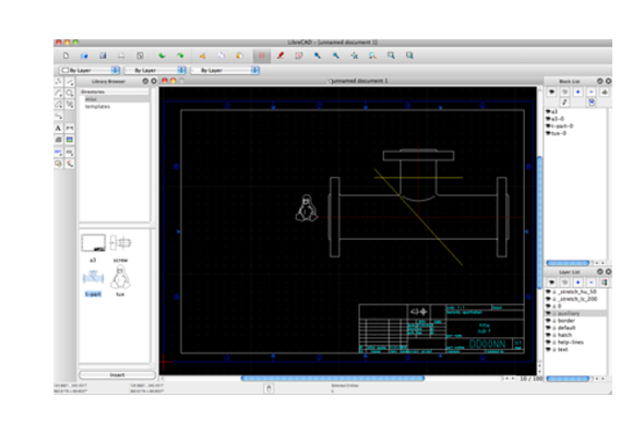 LibreCAD open source 2D CAD software interface