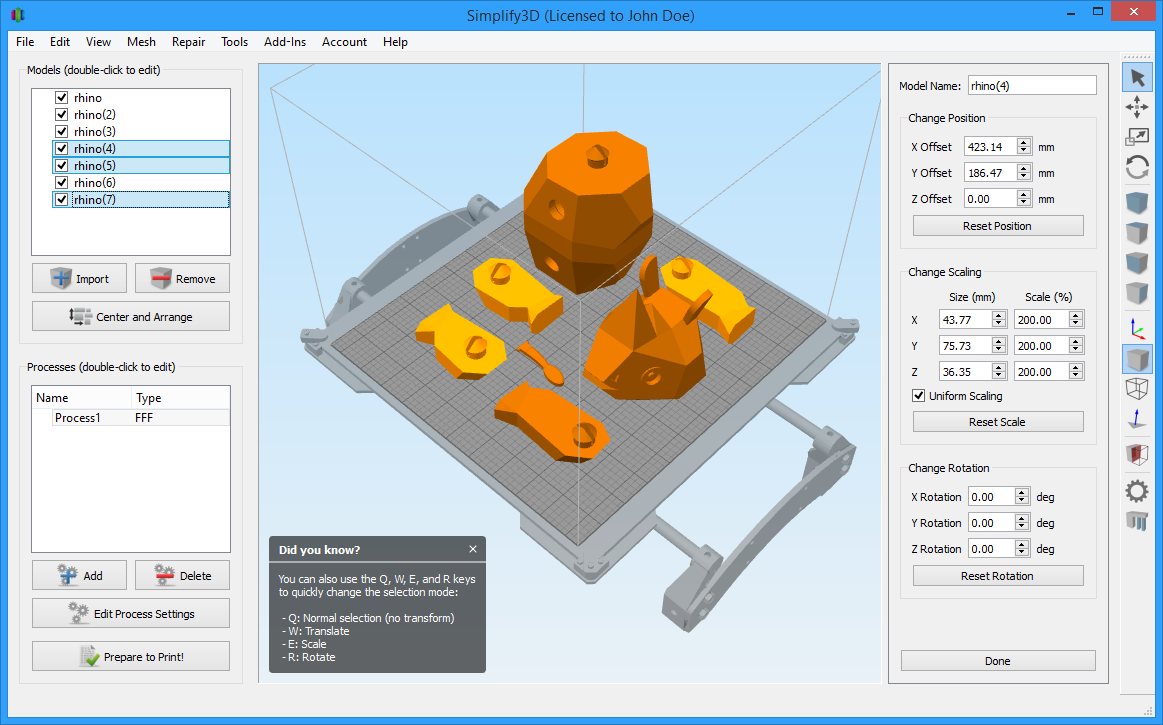 Simplify3D Software Interface